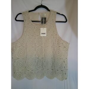 ana a new approach Womens XL Crochet Tank Top Sleeveless‎ Cream Summer $60 NWT